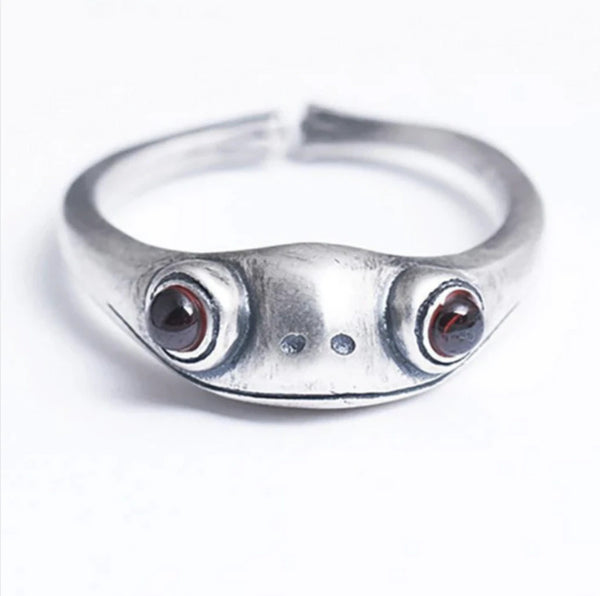 SILVER ADJUSTABLE FROG RING