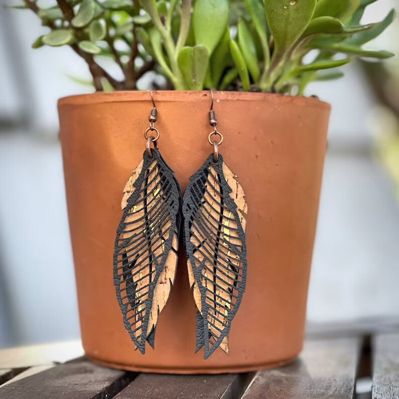 Leather Feather earrings