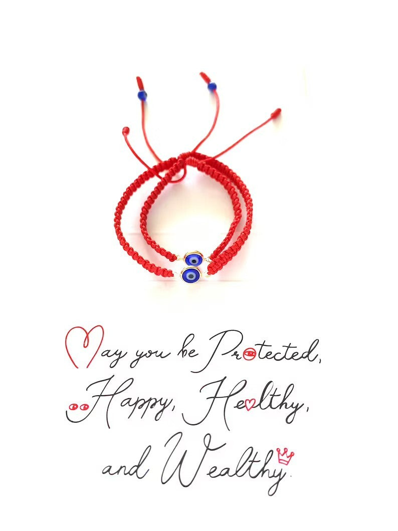 Evil Eye Matching Red String Bracelets