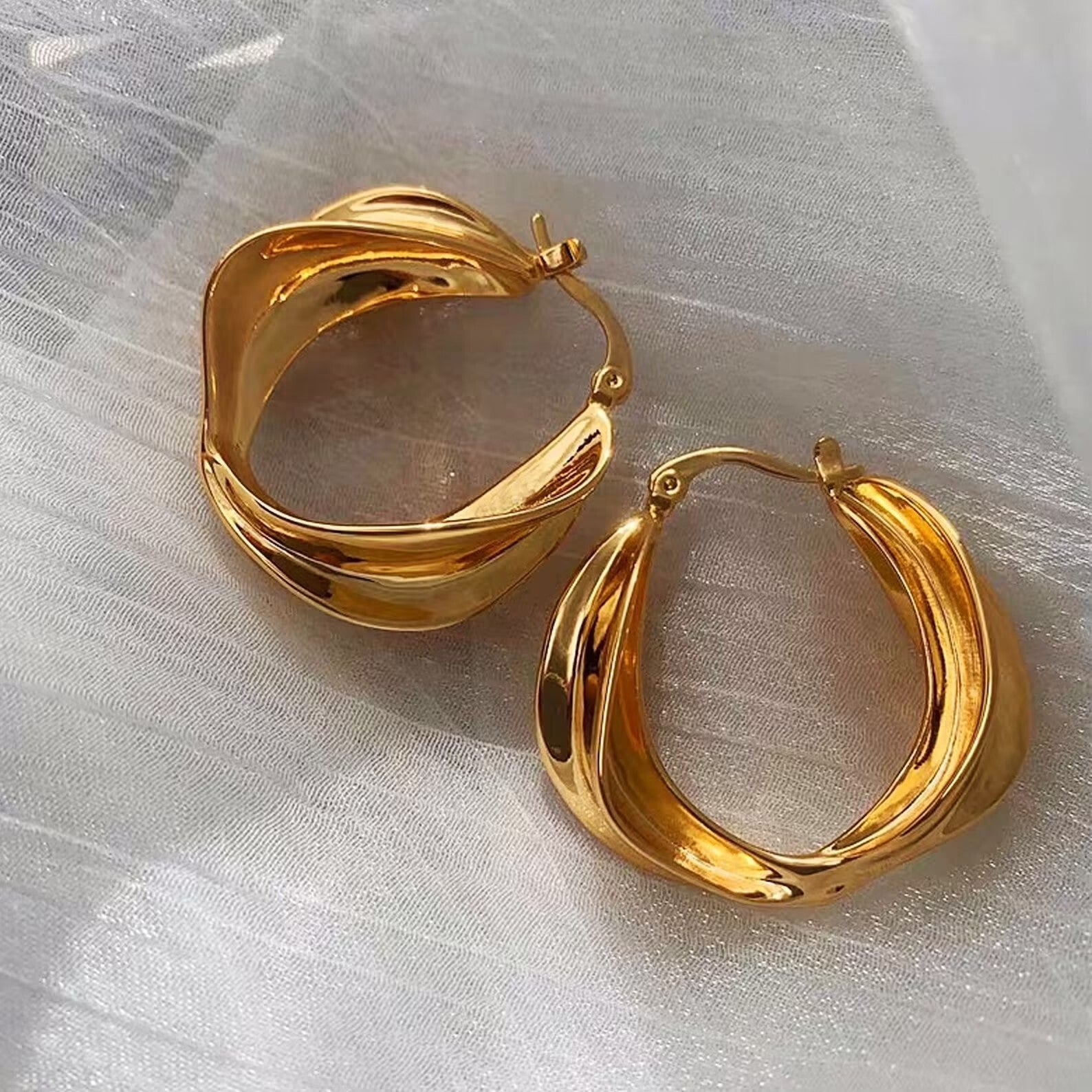 Thick Copper Hoop Earring