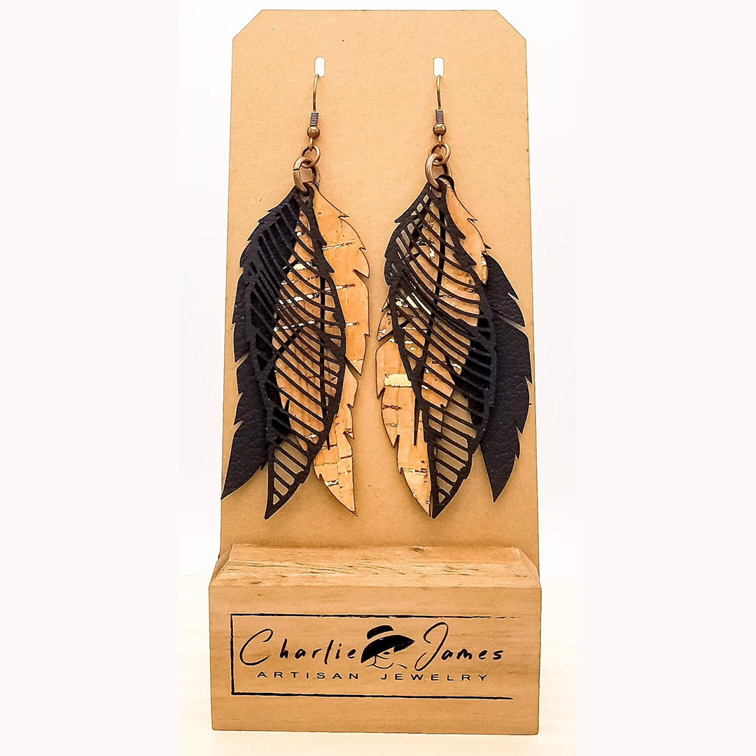 Leather Feather earrings