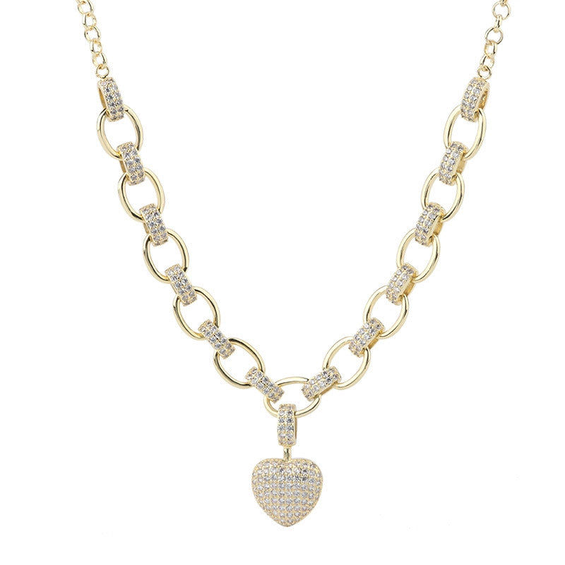 18K Gold Heart Pendant Jewelry Set