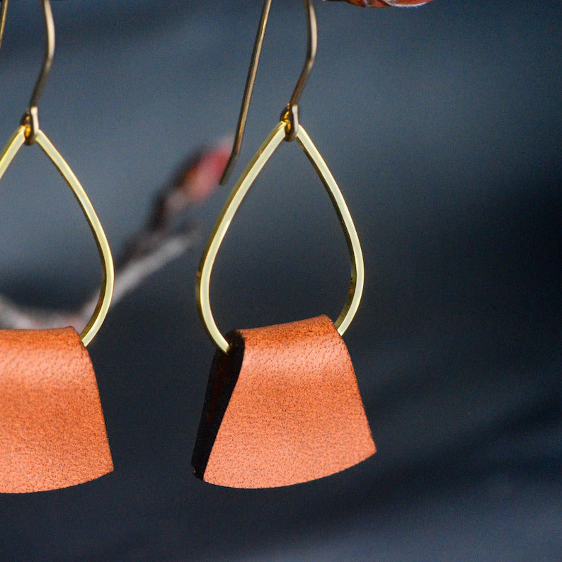 Folded Leather Earrings