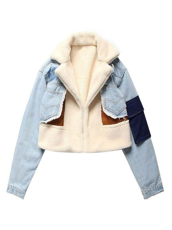 Fashion Denim Patchwork Jacket Coat