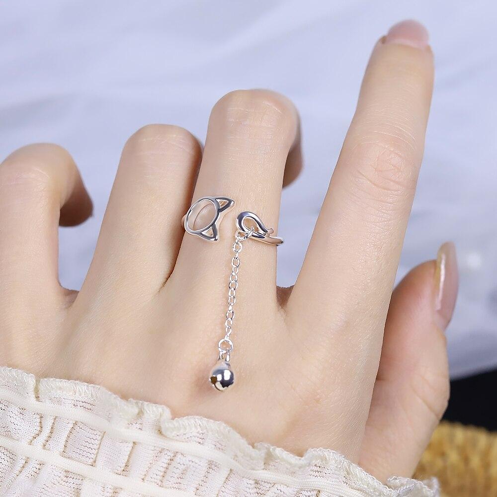 Cute Bell Pendant Cat Ring