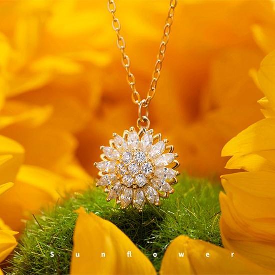 Rotatable Sunflower Necklace