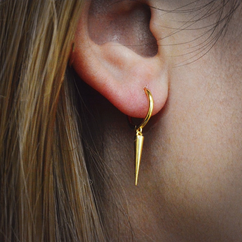 Sterling Silver Spike Hoop Earrings