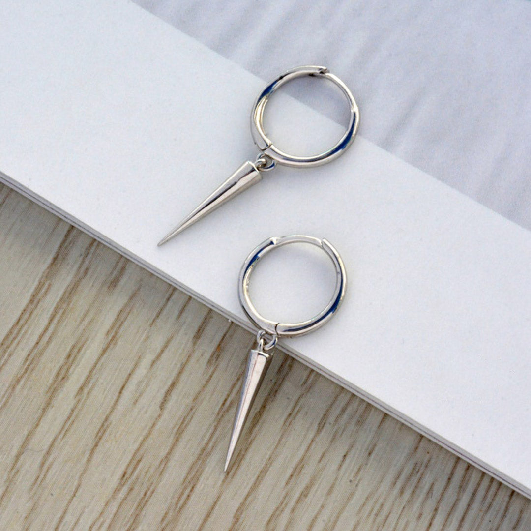 Sterling Silver Spike Hoop Earrings