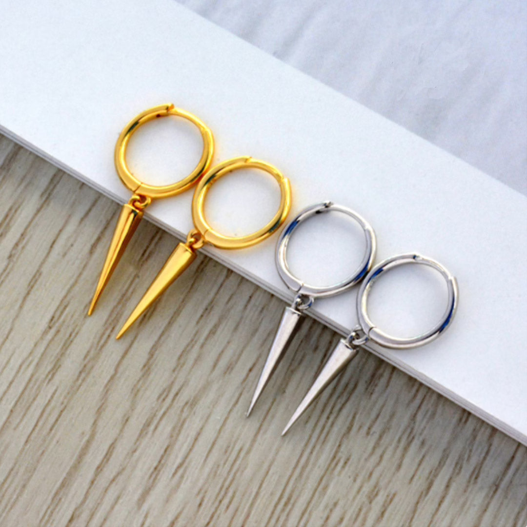 Sterling Silver Spike Hoop Earrings