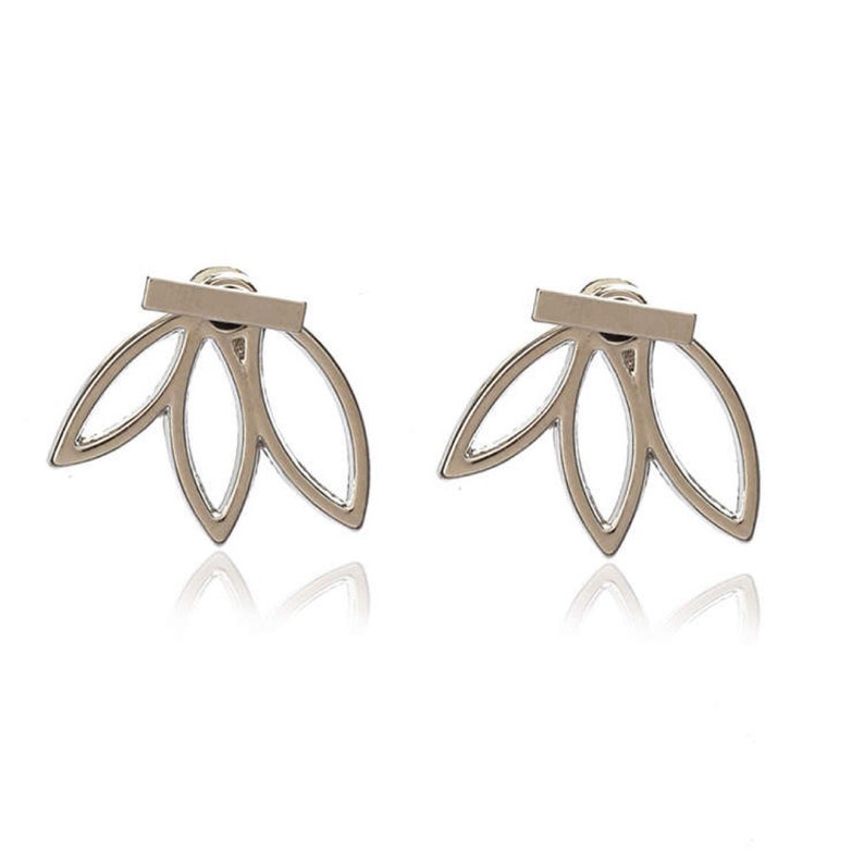 Minimalist Lotus Flower Ear Jacket Earrings