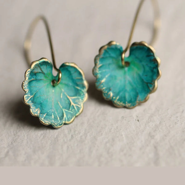 Turquoise Green Leaf Earrings