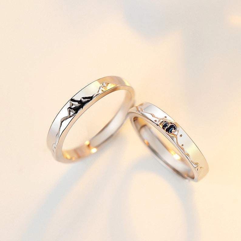 Mountain Ocean Couple Ring