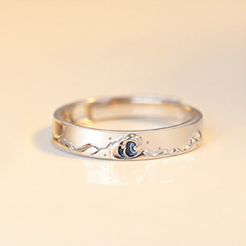 Mountain Ocean Couple Ring