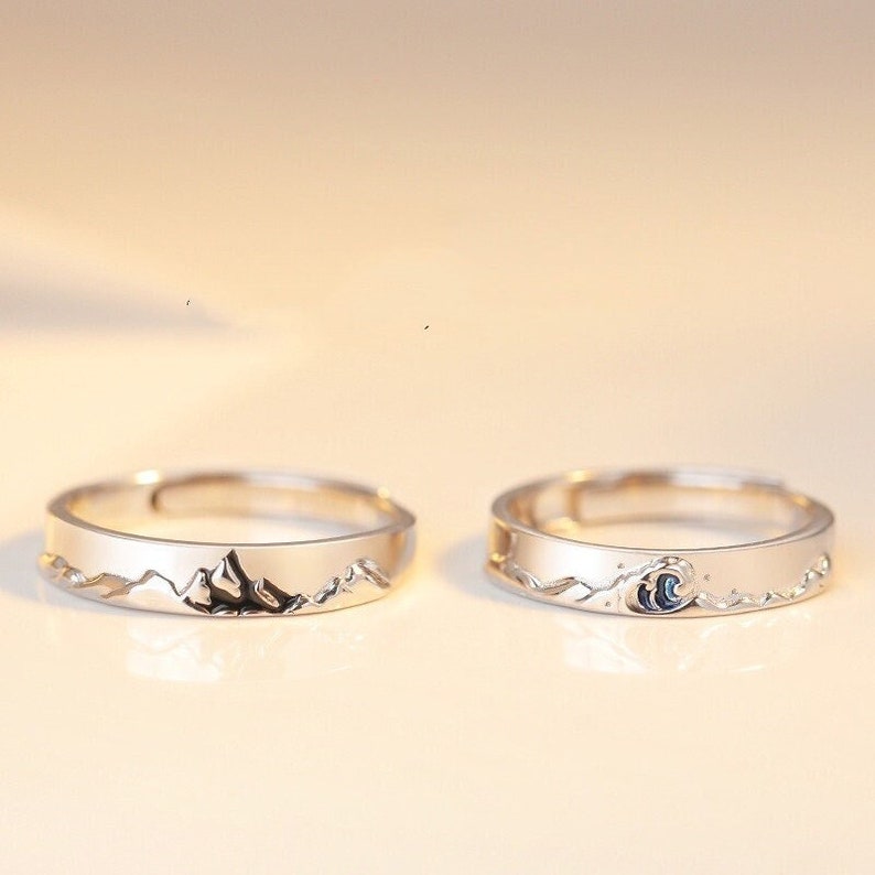 Mountain Ocean Couple Ring