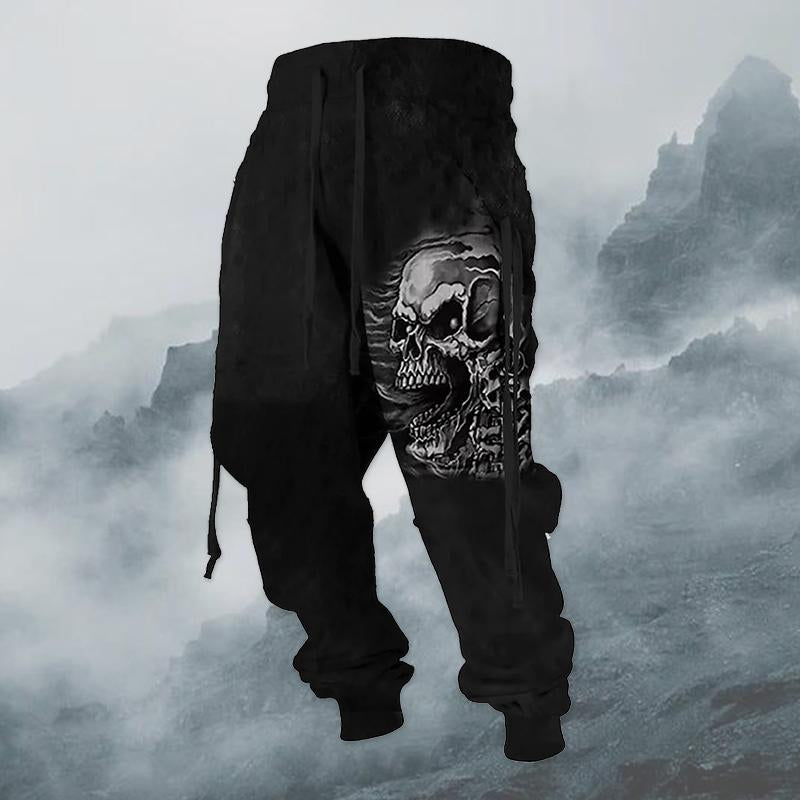 Fashion personality skull men's printed casual trousers