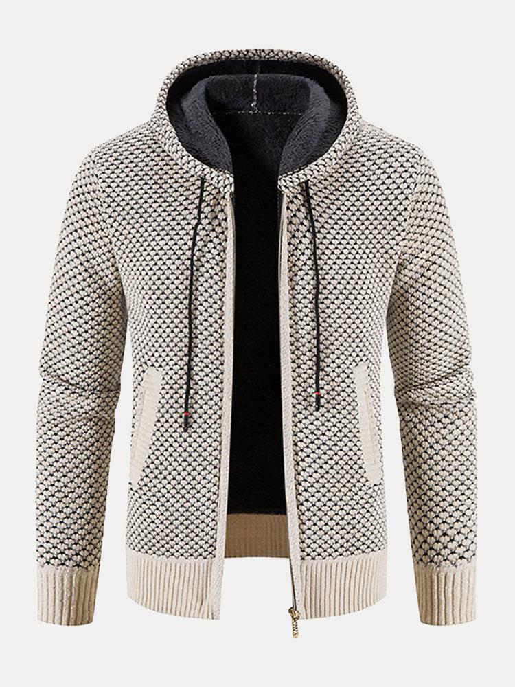 Teddy Lined Textured Hooded Sweater