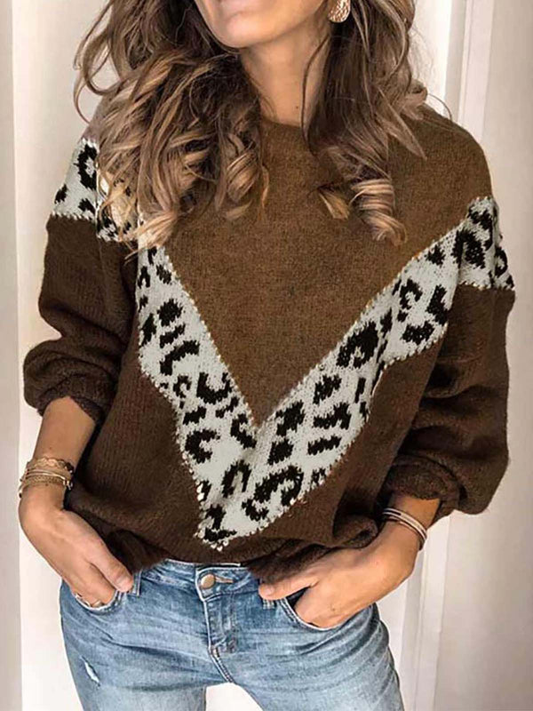 Color Block Leopard Sweater