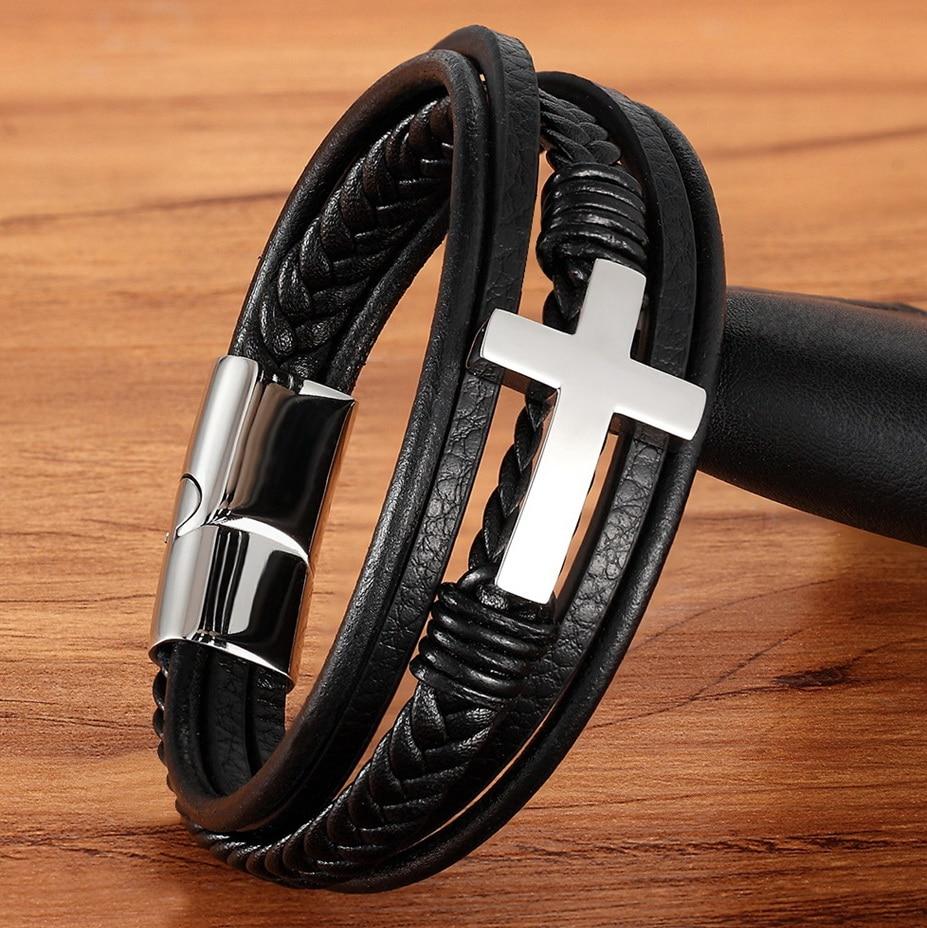 Leather Handmade Cross Bracelets